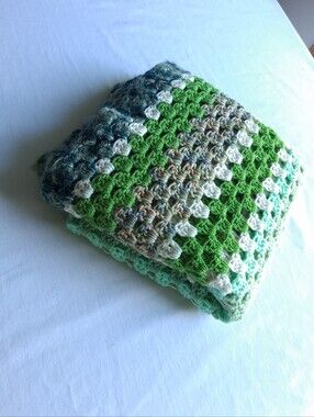 Crochet Chair Throw Or Baby Blanket Handmade Small 48x30 Inches